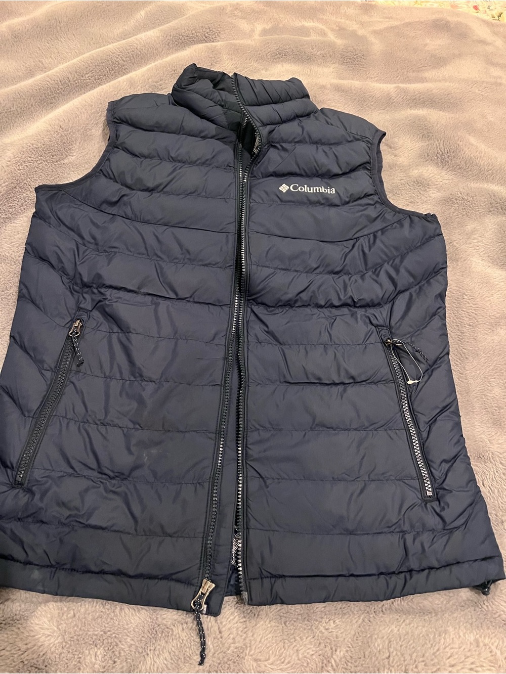 Columbia Men's M OmniHeat Navy Quilted Packable Vest Foil Insulated Extra Warmth